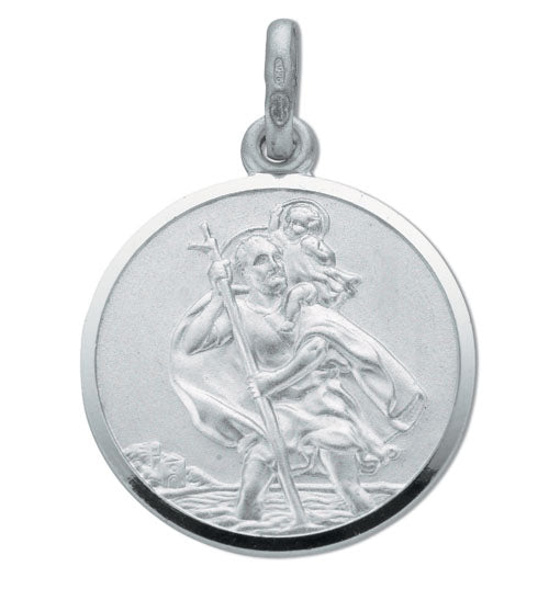 925 Sterling Silver Double Sided St Christopher Pendant with 20" Chain