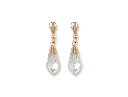 9ct Yellow Gold 26mm Austrian Crystal Drop Earrings