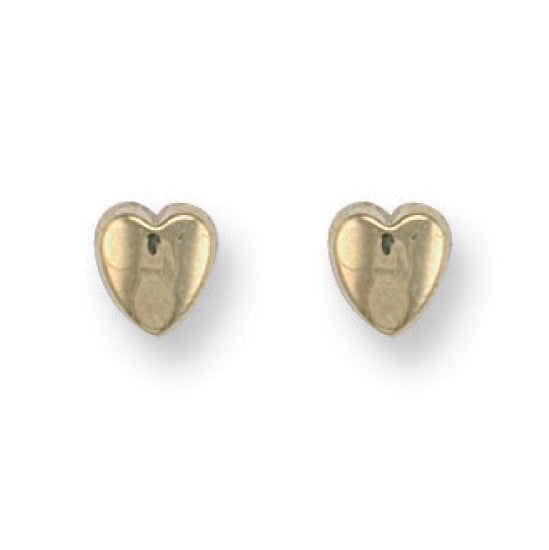 9ct Yellow Gold Heart Studs