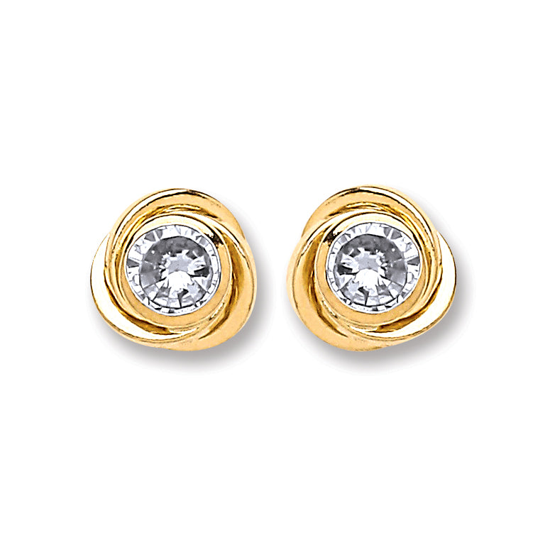 9ct Gold Medium Cubic Zirconia Knot Studs