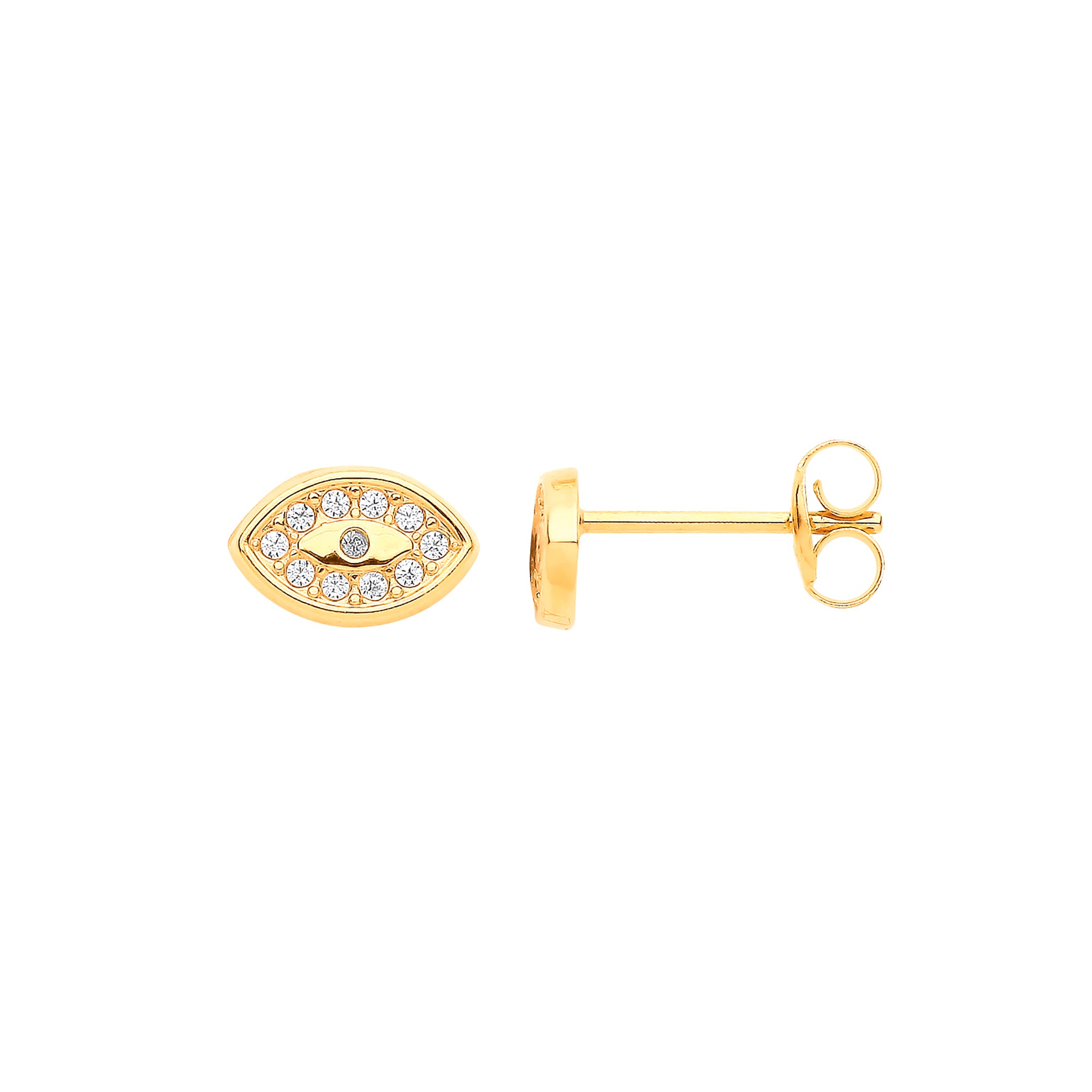 9ct Yellow Gold Evil Eye Cubic Zirconia Studs