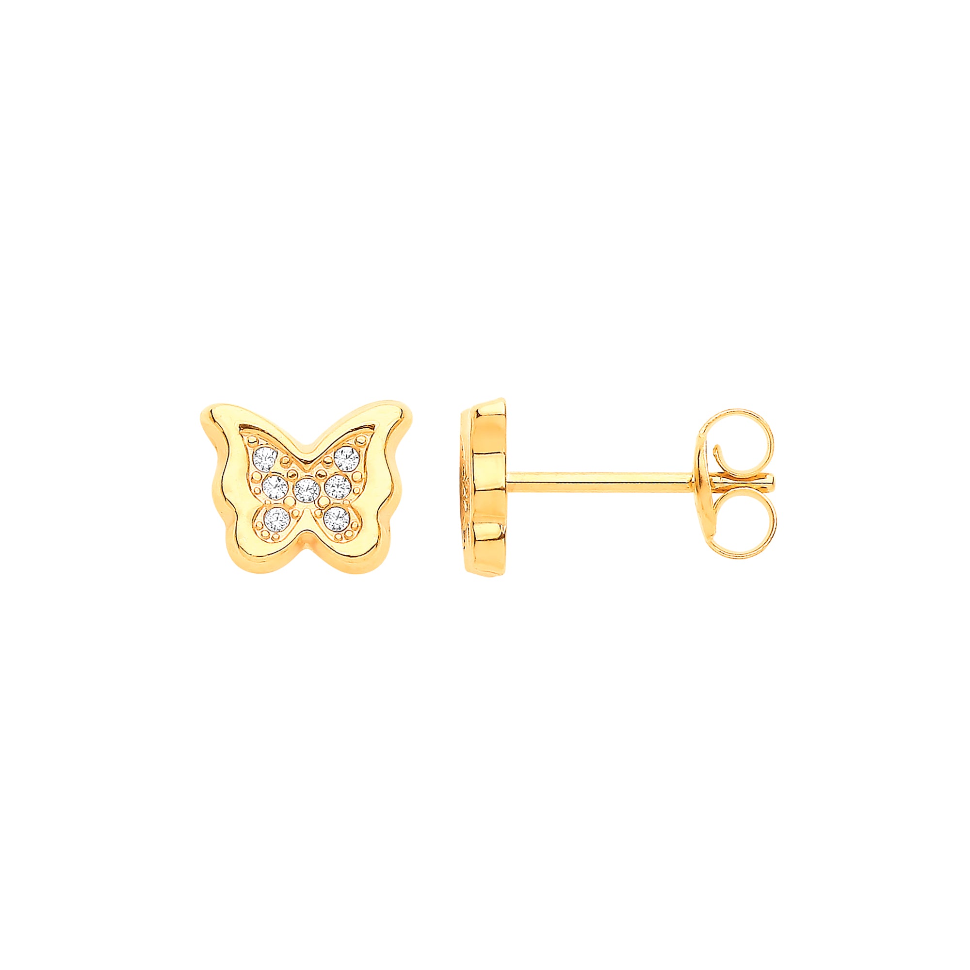 9ct Yellow Gold Cubic Zirconia Butterfly Studs