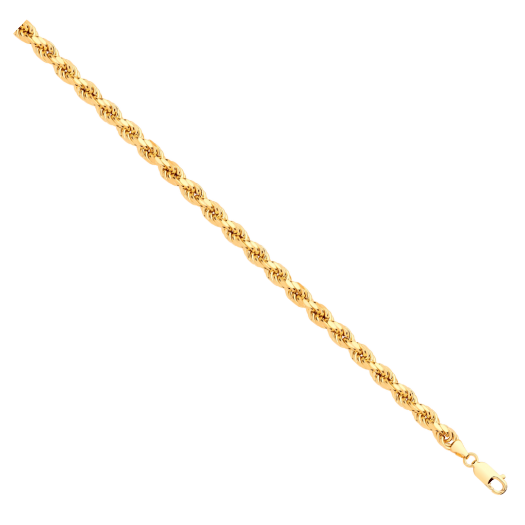 9ct Yellow Gold 6.0mm Semi Solid Diamond Cut Rope Chain