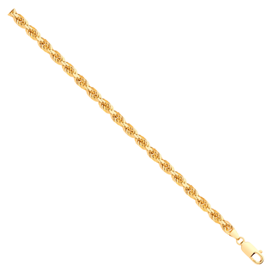 9ct Yellow Gold Diamond Cut 5.2mm Solid Rope Chain