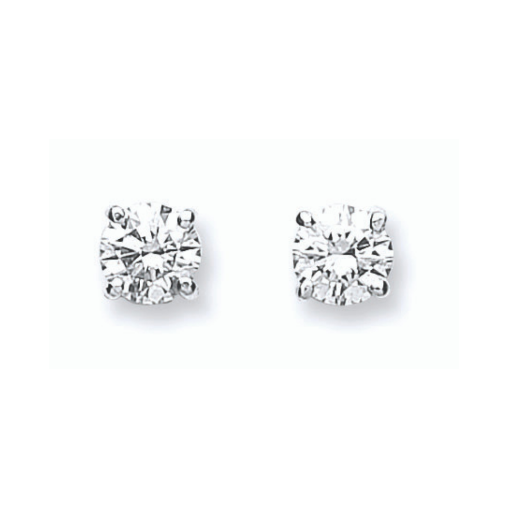 18ct White Gold 0.70ct Claw Set Diamond Stud Earrings