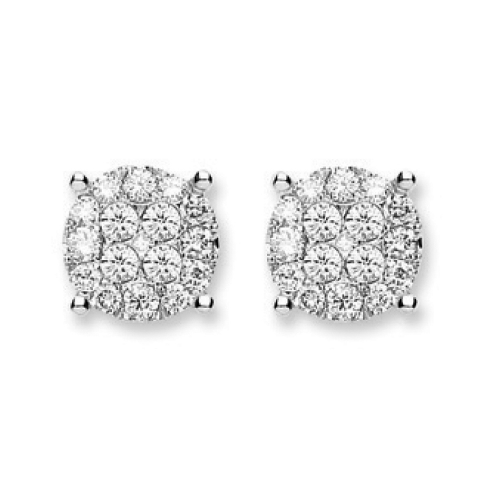 18ct White Gold 0.50ct Cluster Diamond Studs