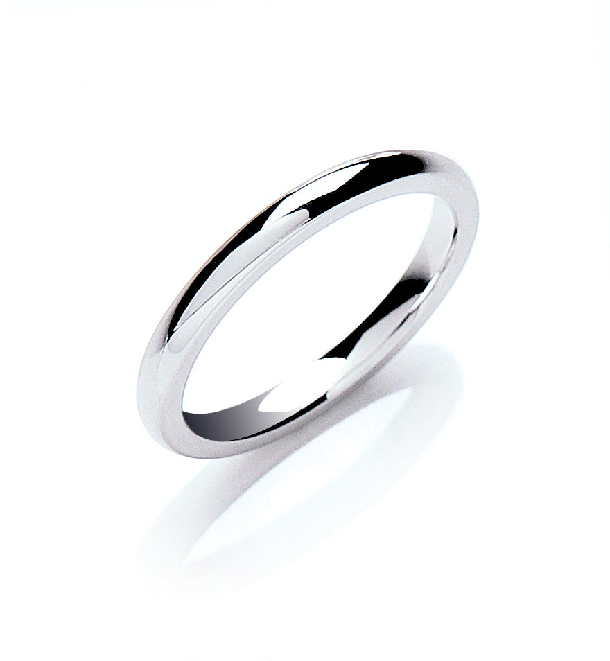 9ct White Gold 2mm Court Shape Wedding Band