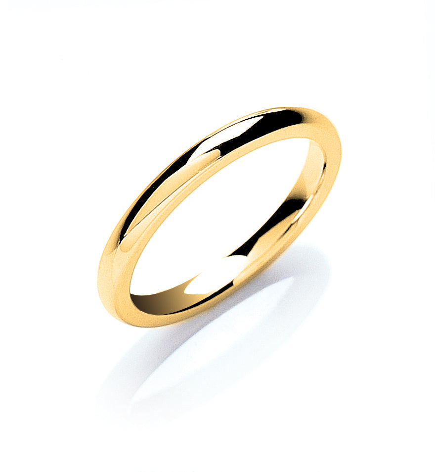 9ct Yellow Gold 2mm Court Shape Wedding Band