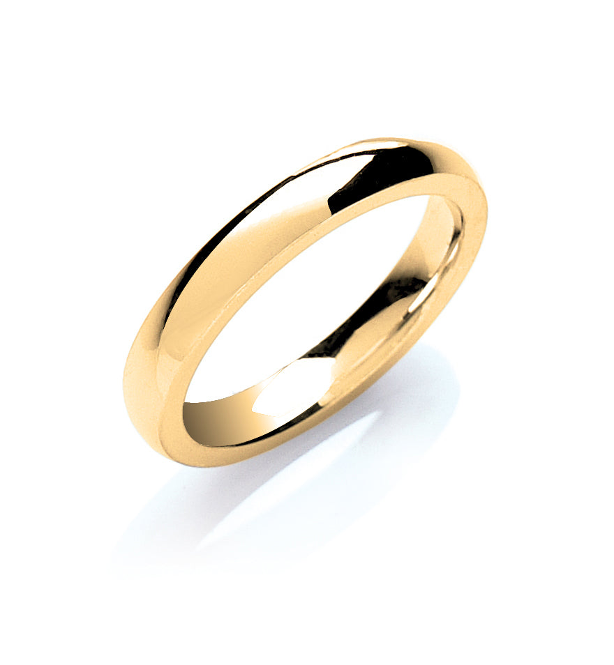 9ct Yellow Gold 3mm Court Shape Wedding Band