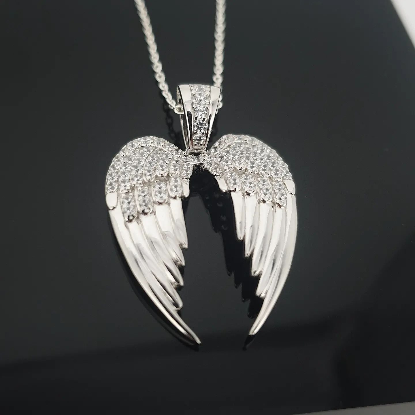 925 Sterling Silver Angel Wings Pendant with Chain