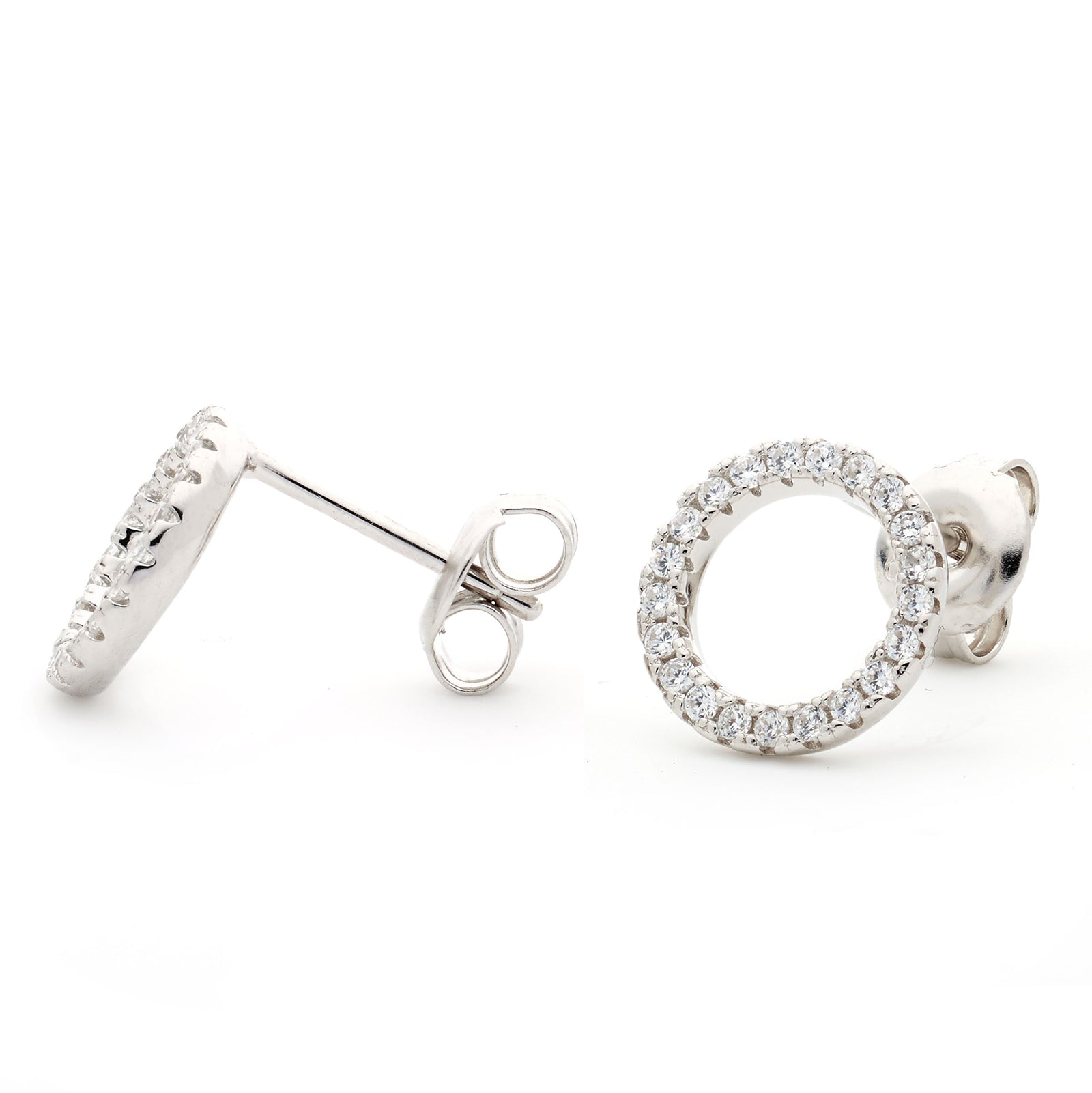 925 Sterling Silver Cz Circle of Life Stud Earrings