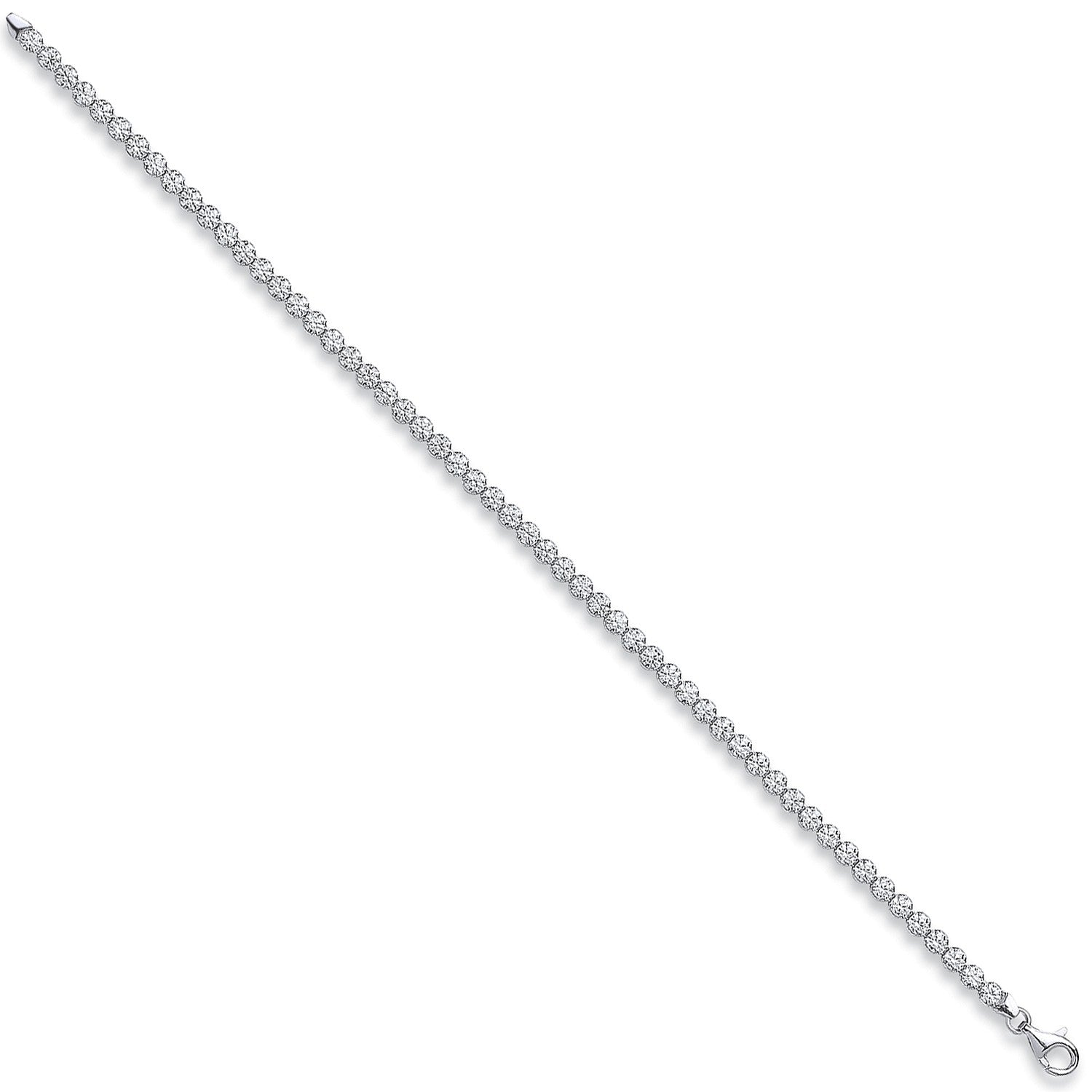 925 Sterling Silver Rhodium Plated Round Cubic Zirconia Tennis Bracelet